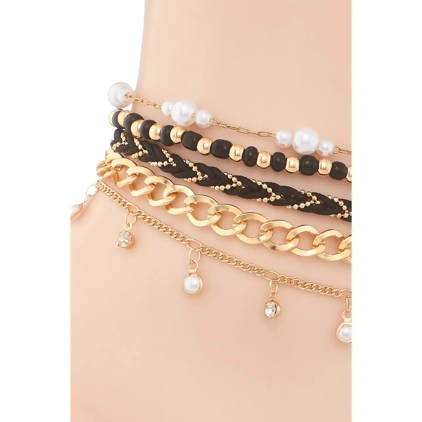 Layered Bead   Pearl Anklet