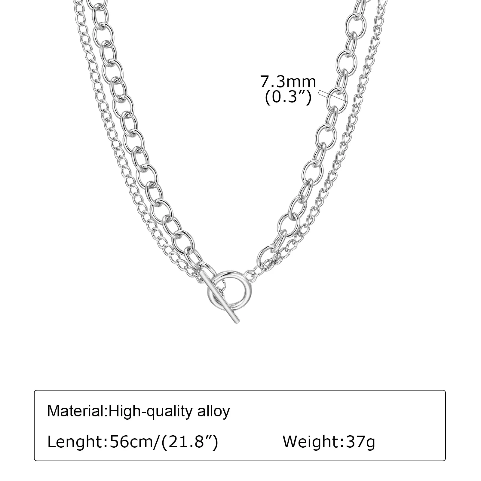 Layering OT Buckle Necklaces for Men Boys,Silver Color Cool Rolo O Chain Collar