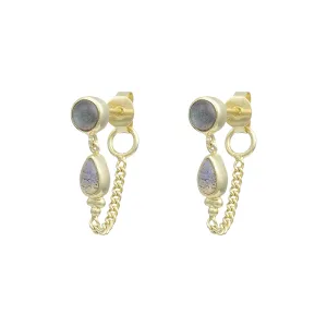 Leona 14K Gold Vermeil Labradorite Stud Earrings