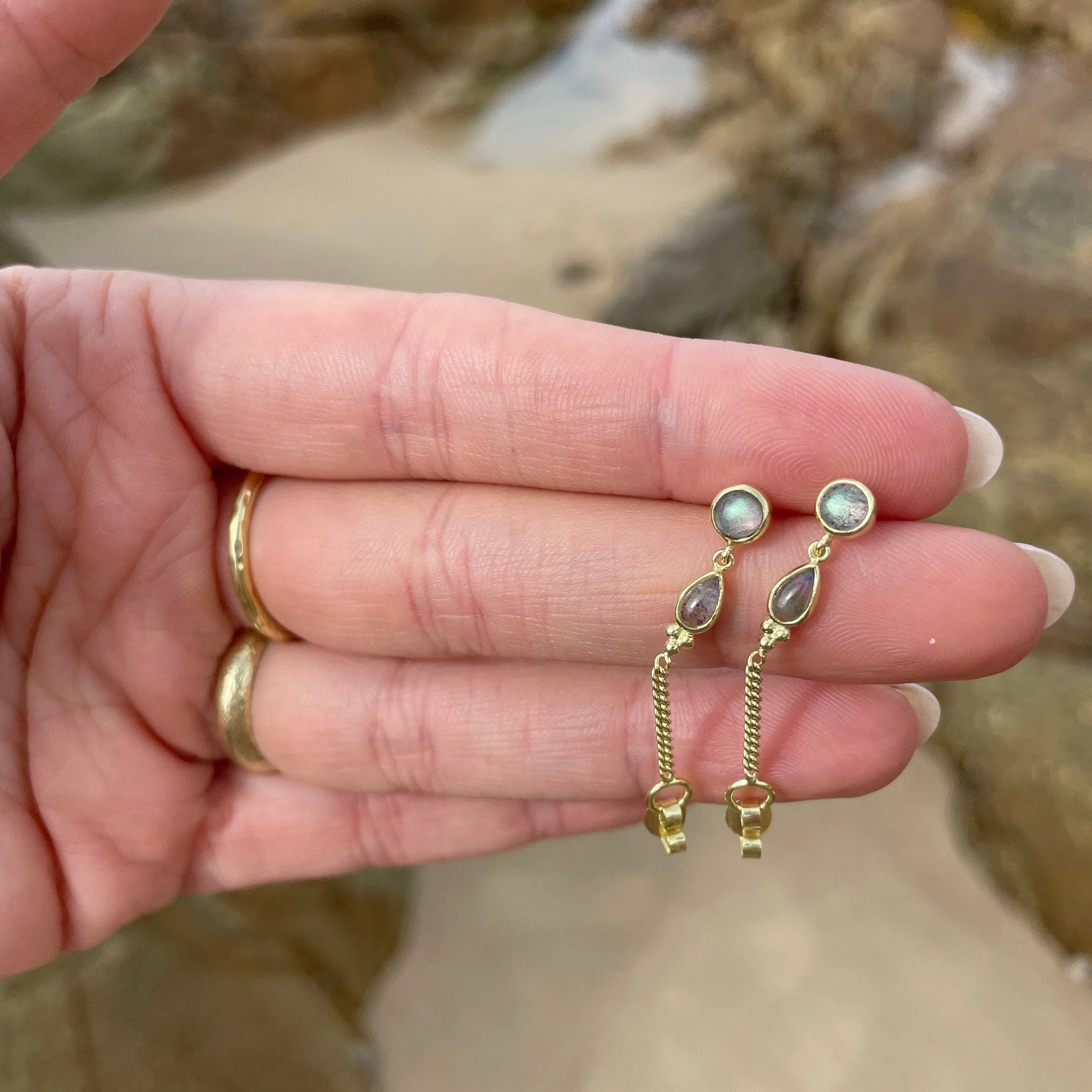 Leona 14K Gold Vermeil Labradorite Stud Earrings