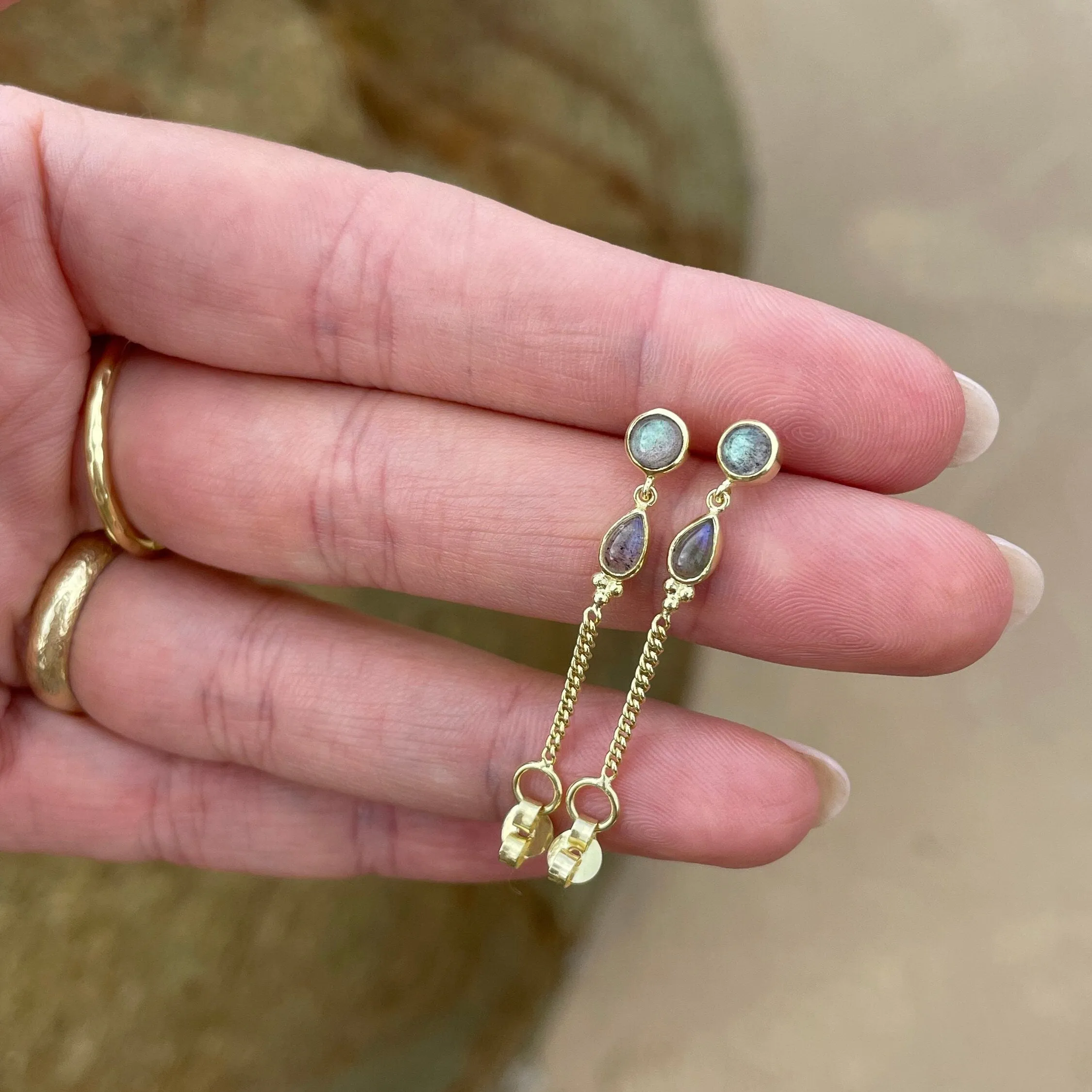 Leona 14K Gold Vermeil Labradorite Stud Earrings