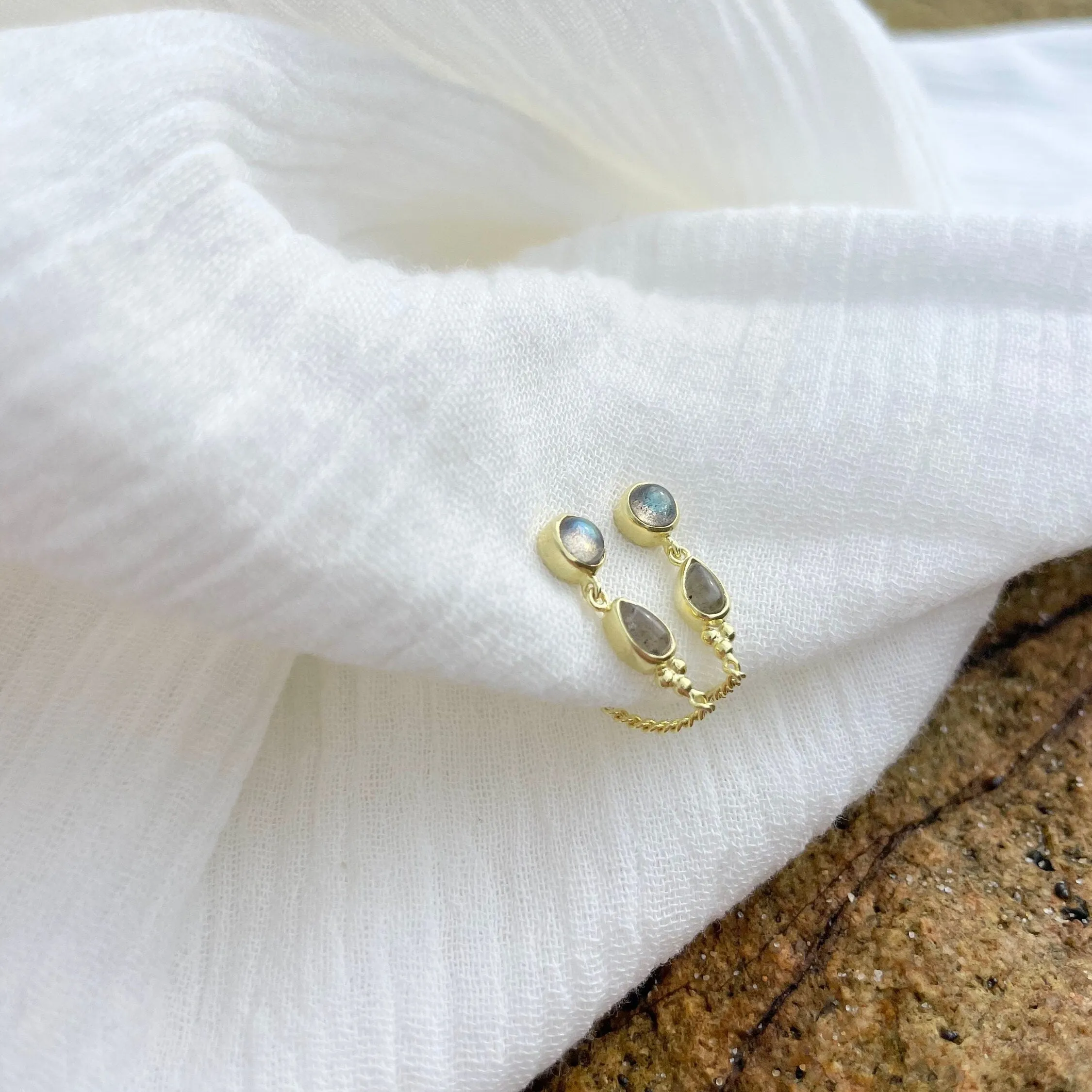 Leona 14K Gold Vermeil Labradorite Stud Earrings