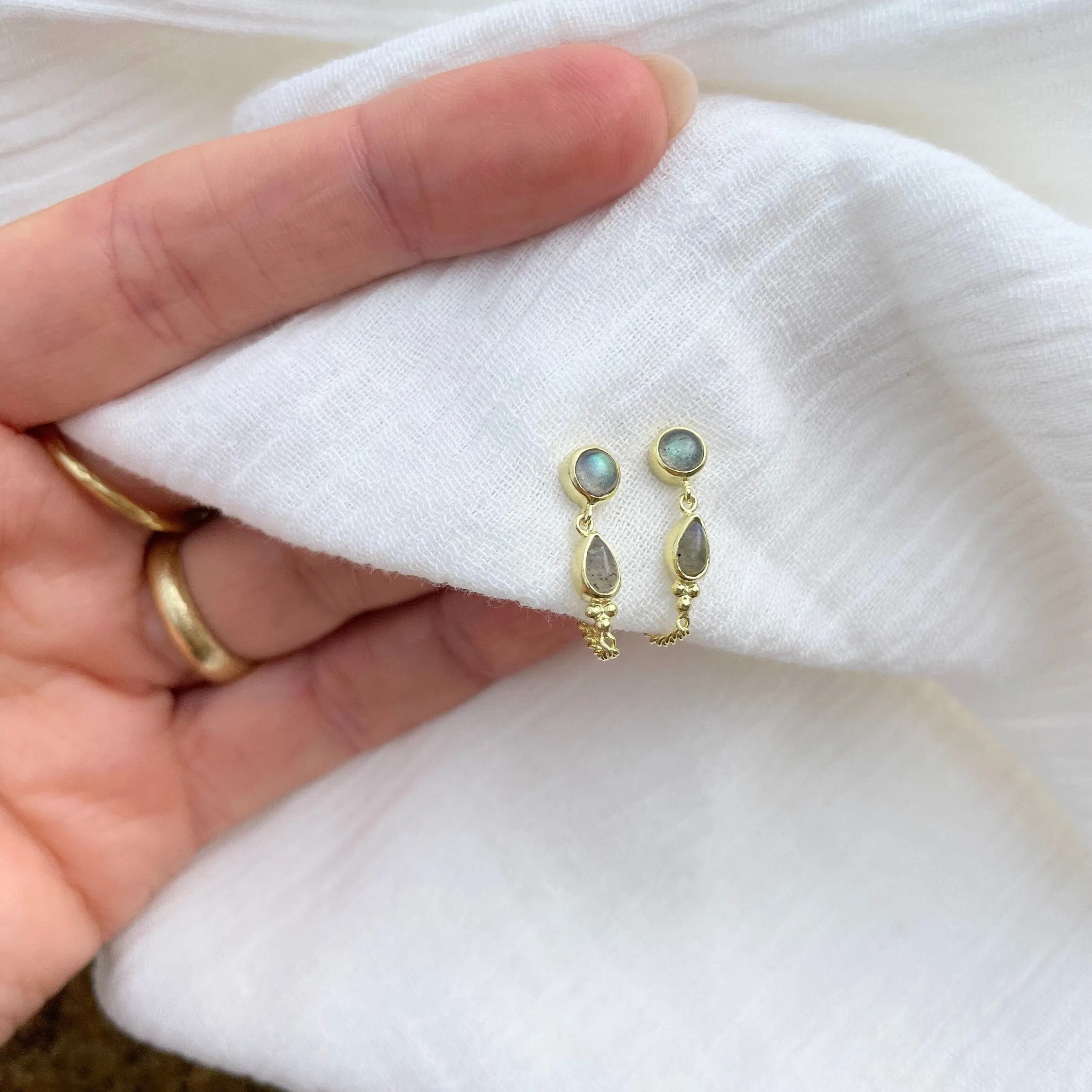 Leona 14K Gold Vermeil Labradorite Stud Earrings