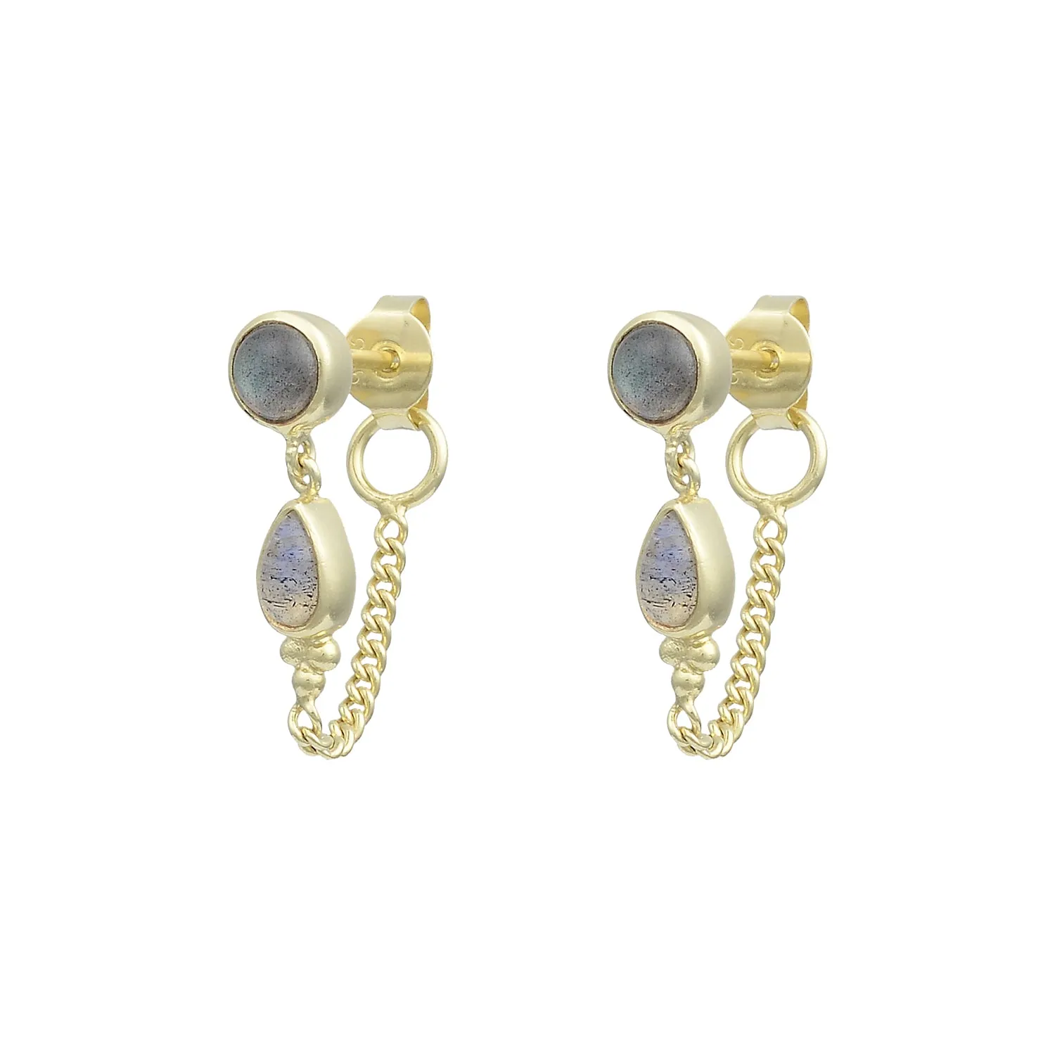 Leona 14K Gold Vermeil Labradorite Stud Earrings