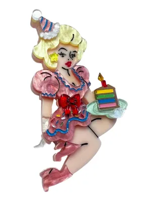 Lipstick & Chrome : Birthday Belle Brooch x Club Eggie  - Fawn