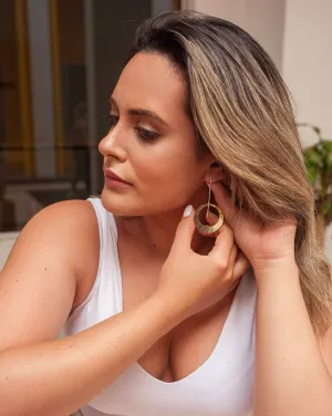 Long Round Modern Gold Earring (K156)