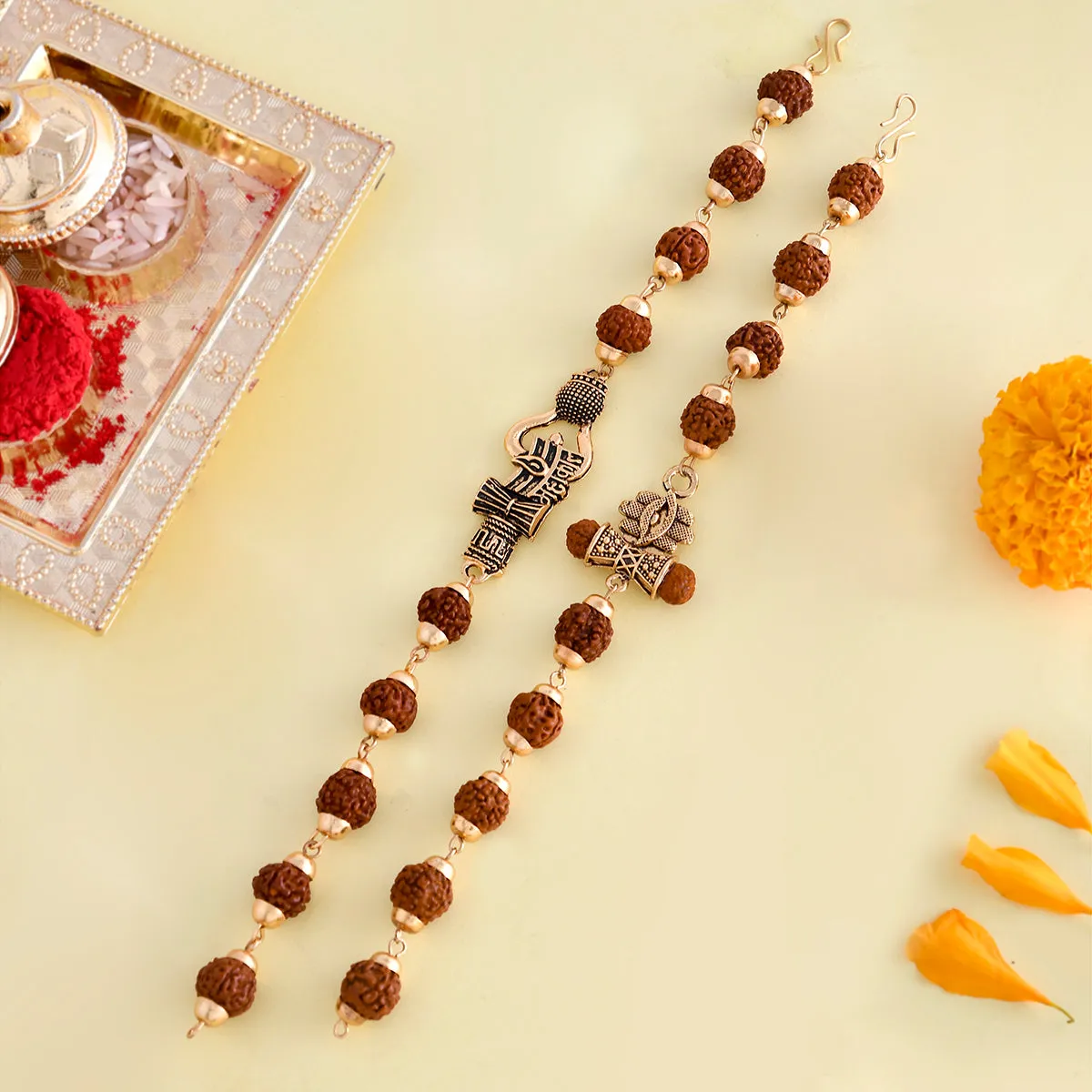 Lord Shiva Motifs Rudraksha Beads Rakhi - Voylla