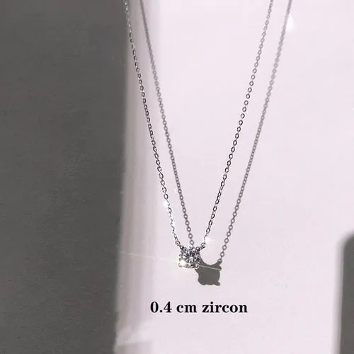 Louleur 925 Sterling Silver Necklace 0.3cm/0.4cm/0.5cm Zircon Necklace