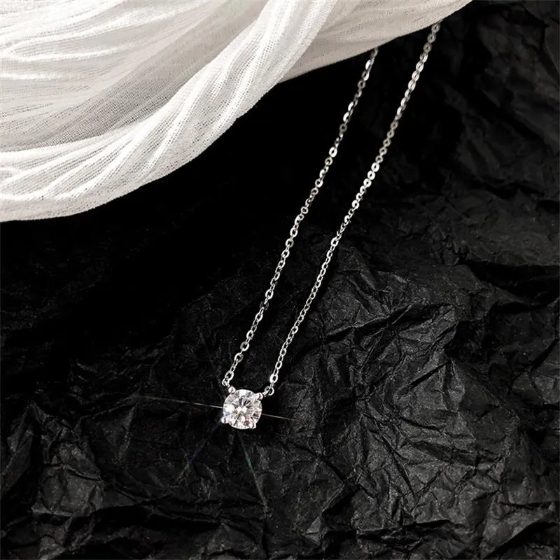 Louleur 925 Sterling Silver Necklace 0.3cm/0.4cm/0.5cm Zircon Necklace