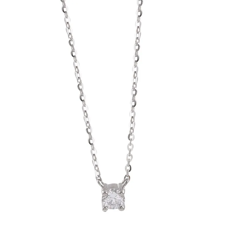 Louleur 925 Sterling Silver Necklace 0.3cm/0.4cm/0.5cm Zircon Necklace