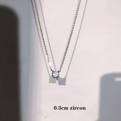 Louleur 925 Sterling Silver Necklace 0.3cm/0.4cm/0.5cm Zircon Necklace