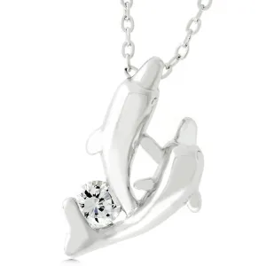 LOVCIA Dolphin Duo Rhodium Pendant Necklace