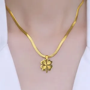 Lucky Four Leaf Three Grass Pendant Necklace for women