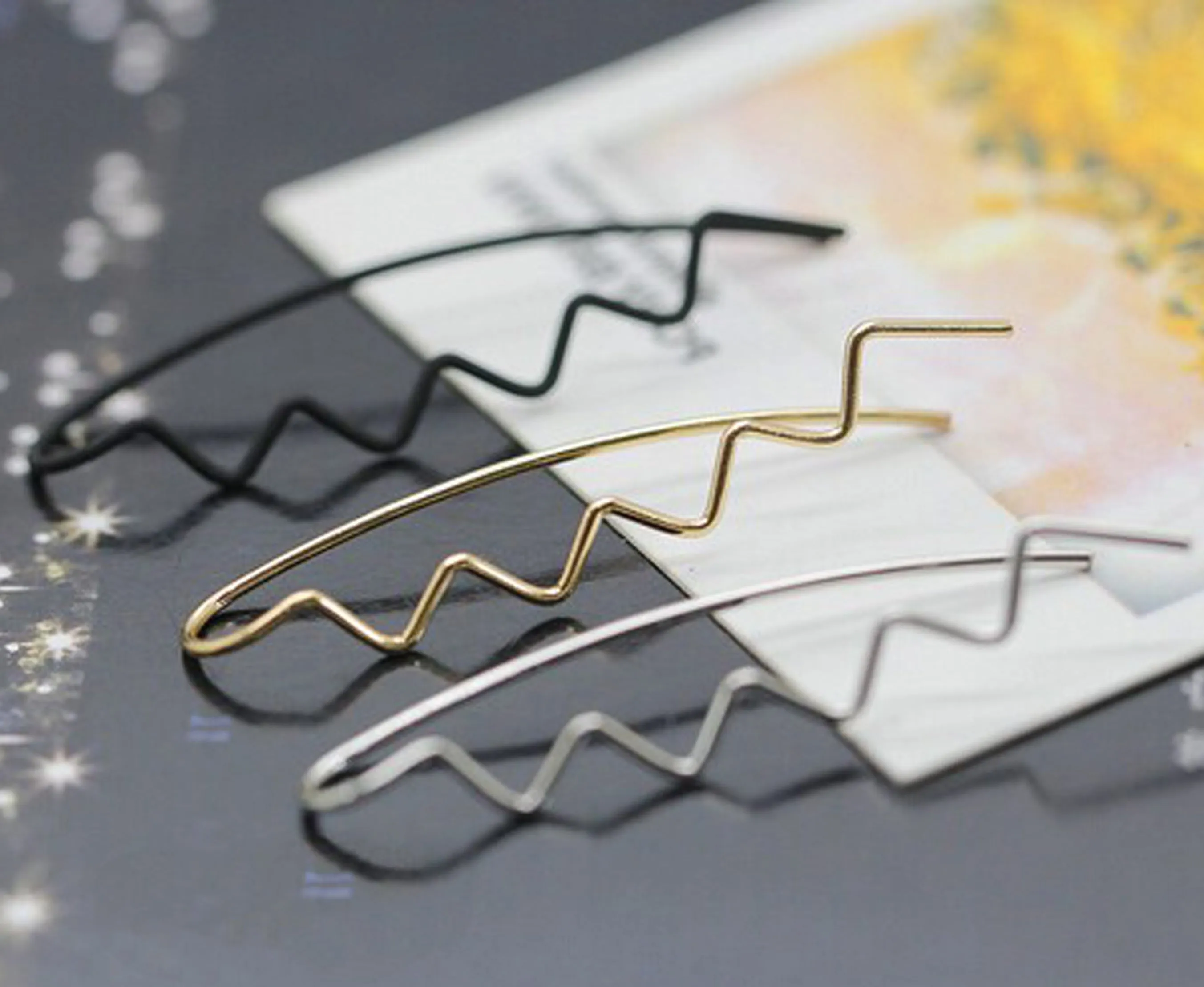 Mae Minimalist Modern Waves Wired Ear Climber Earrings