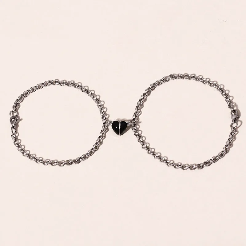 Magnetic Hearts Relationship Bracelets Set for Couples
