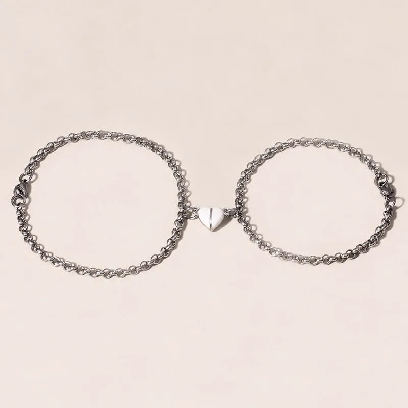 Magnetic Hearts Relationship Bracelets Set for Couples