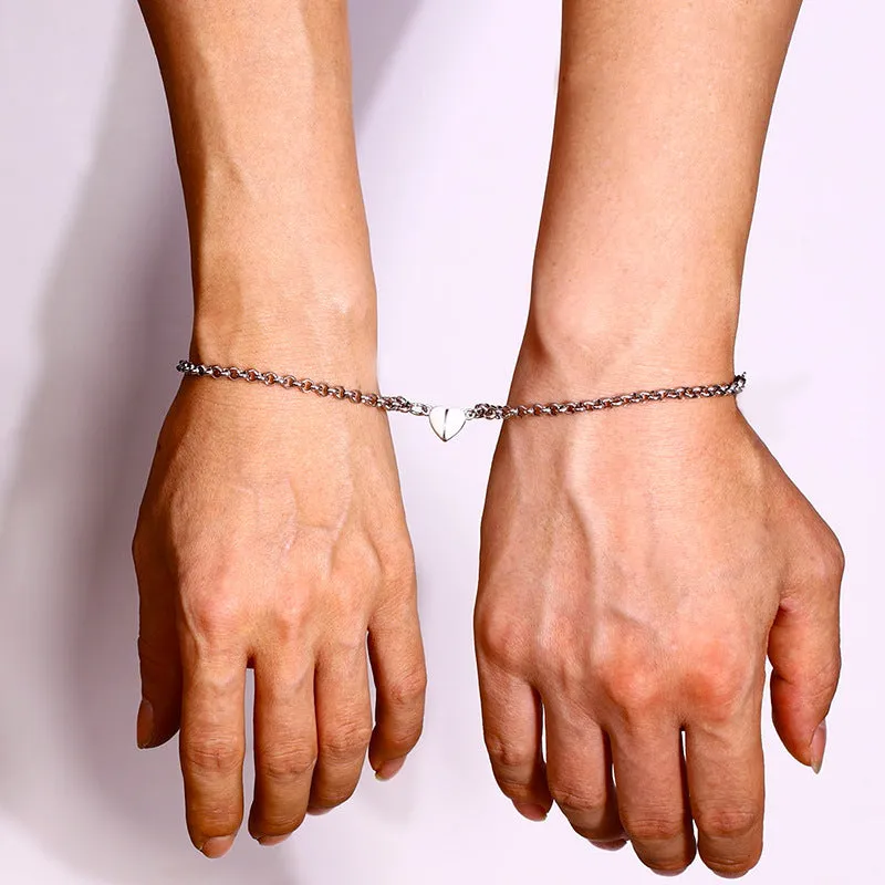 Magnetic Hearts Relationship Bracelets Set for Couples