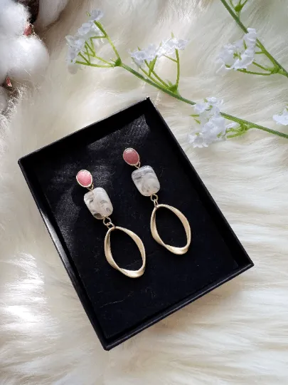 Matte Pastel tone metal geometric earrings | art abstract earrings | irregular shaped earrings | modern retro statement earrings