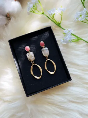 Matte Pastel tone metal geometric earrings | art abstract earrings | irregular shaped earrings | modern retro statement earrings