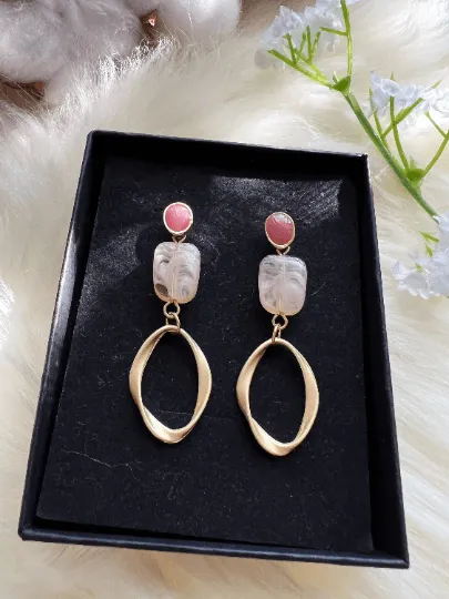 Matte Pastel tone metal geometric earrings | art abstract earrings | irregular shaped earrings | modern retro statement earrings