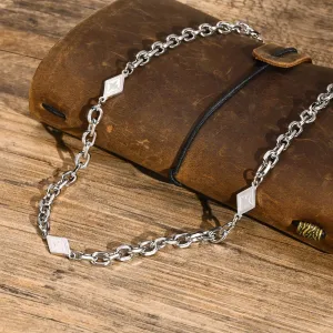 Men Link Chain Necklaces, Waterproof Stainless Steel Geometric Charms Rolo Choker Collar
