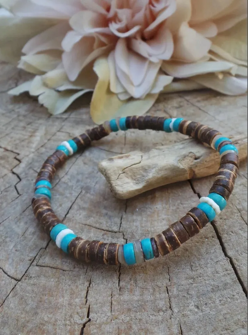 Mens bracelet set.Mens beaded bracelet Surfer style bracelet.Mens bracelet stack Stacking bracelets Stretch Boho bracelets