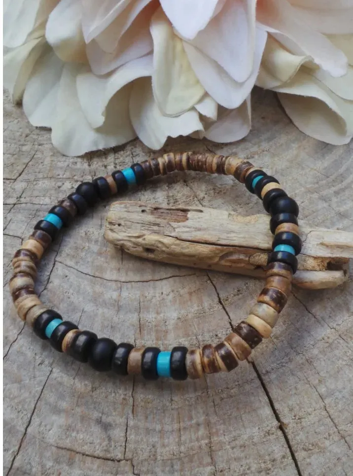 Mens bracelet set.Mens beaded bracelet Surfer style bracelet.Mens bracelet stack Stacking bracelets Stretch Boho bracelets