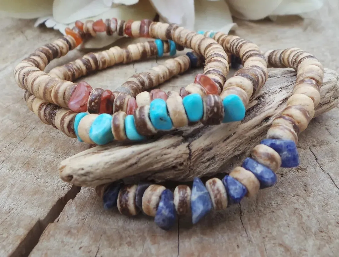 Mens bracelet set.Mens beaded bracelet Surfer style bracelet.Mens bracelet stack Stacking bracelets Stretch Boho bracelets
