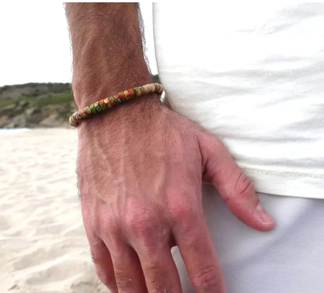 Mens bracelet set.Mens beaded bracelet Surfer style bracelet.Mens bracelet stack Stacking bracelets Stretch Boho bracelets