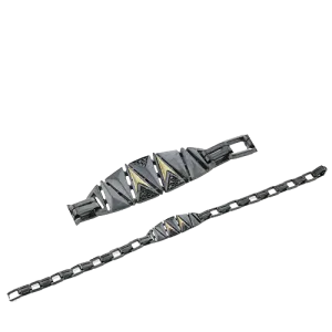 Men's Ruthenium Bracelet In 14k Gold With Diamonds