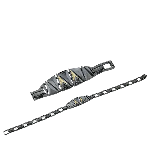Men's Ruthenium Bracelet In 14k Gold With Diamonds