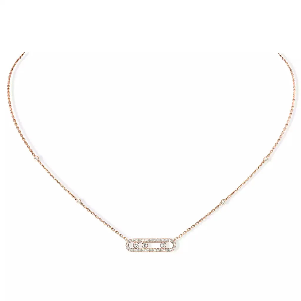 Messika Baby Move Pavé Pink Gold Diamond Necklace