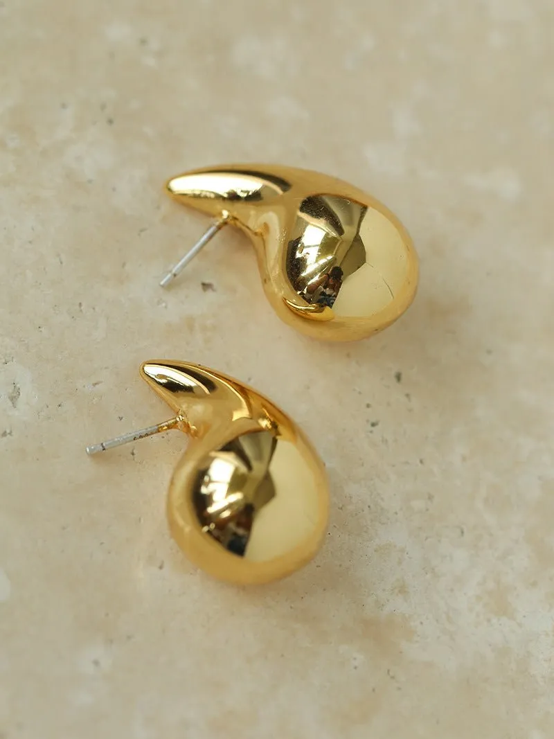 Metallic Modern Water Drop Glossy Earrings