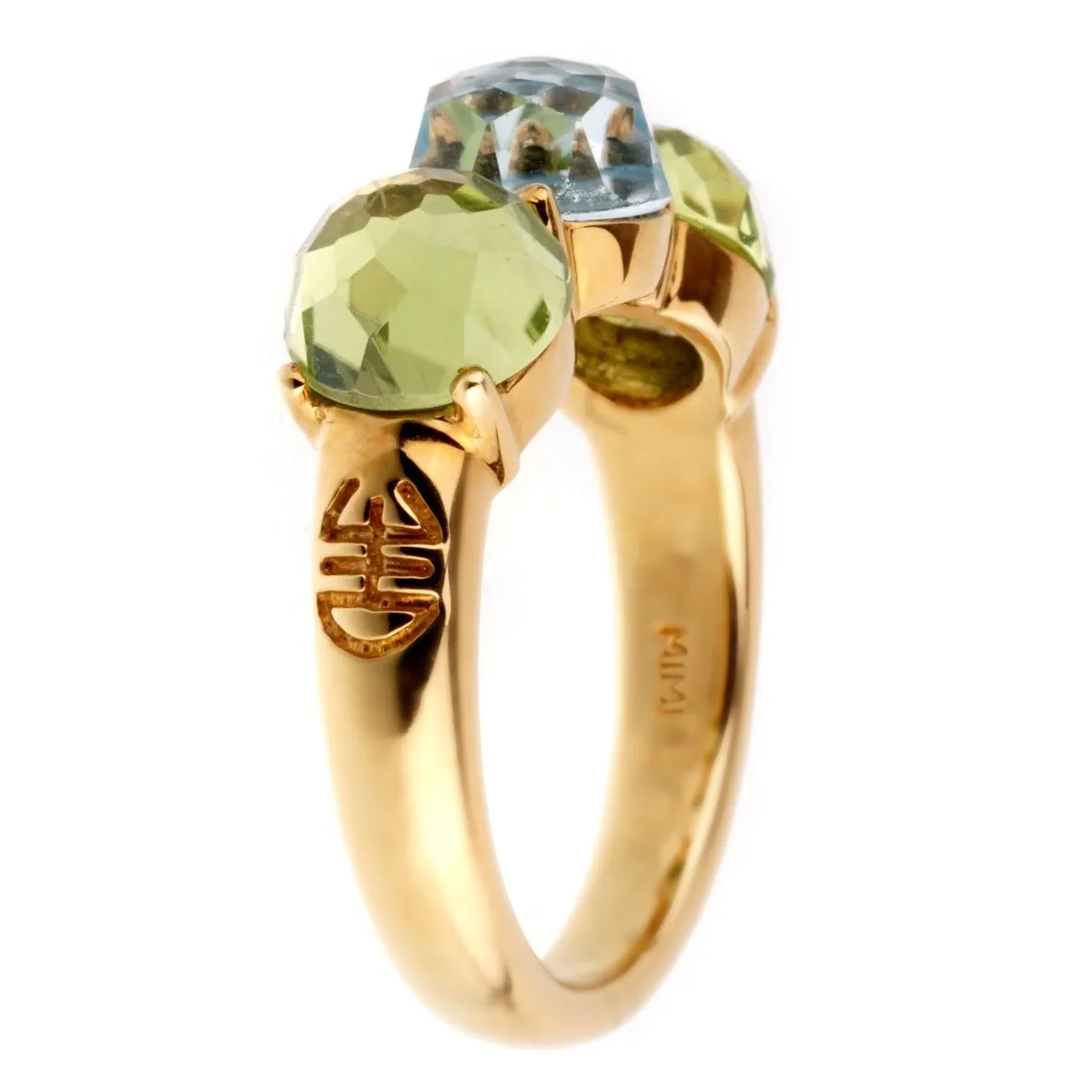 Mimi Milano Peridot Blue Topaz Gold Ring
