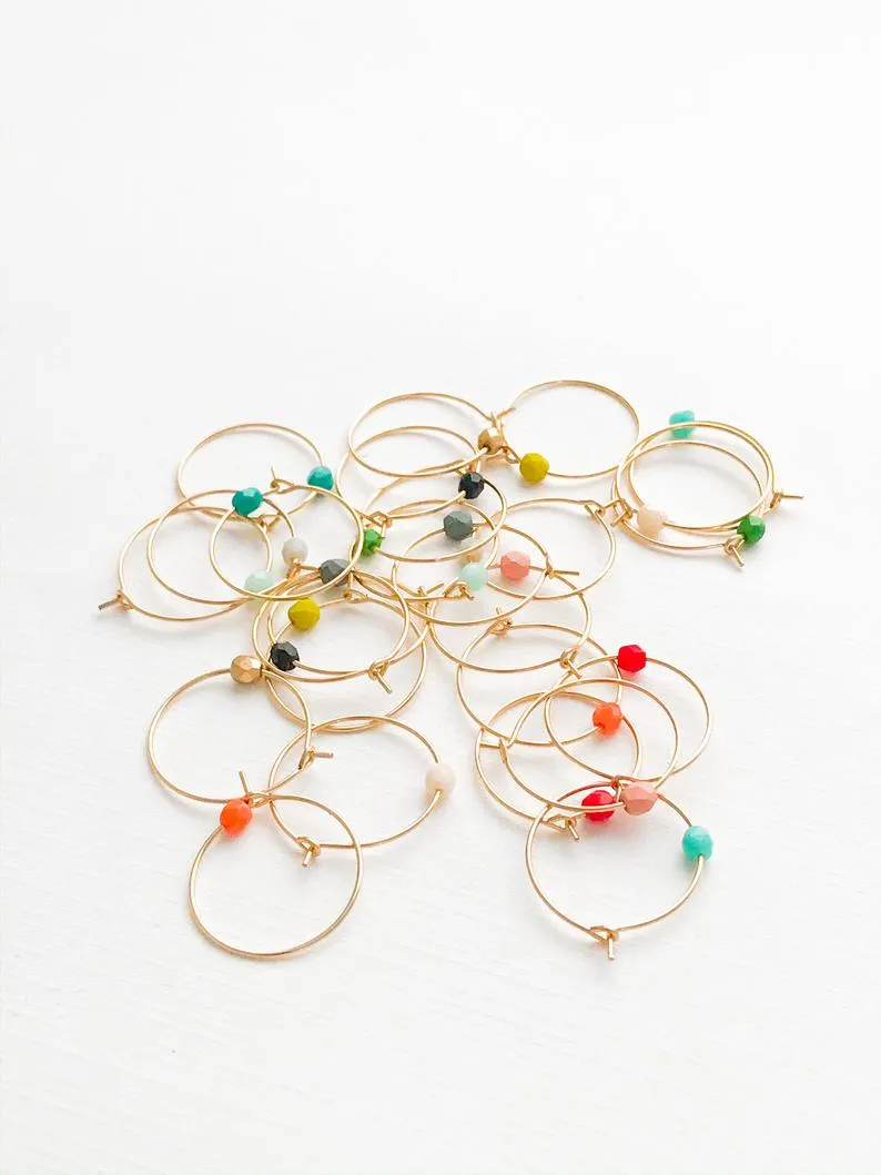 Mini Gold Hoops with bead - WS