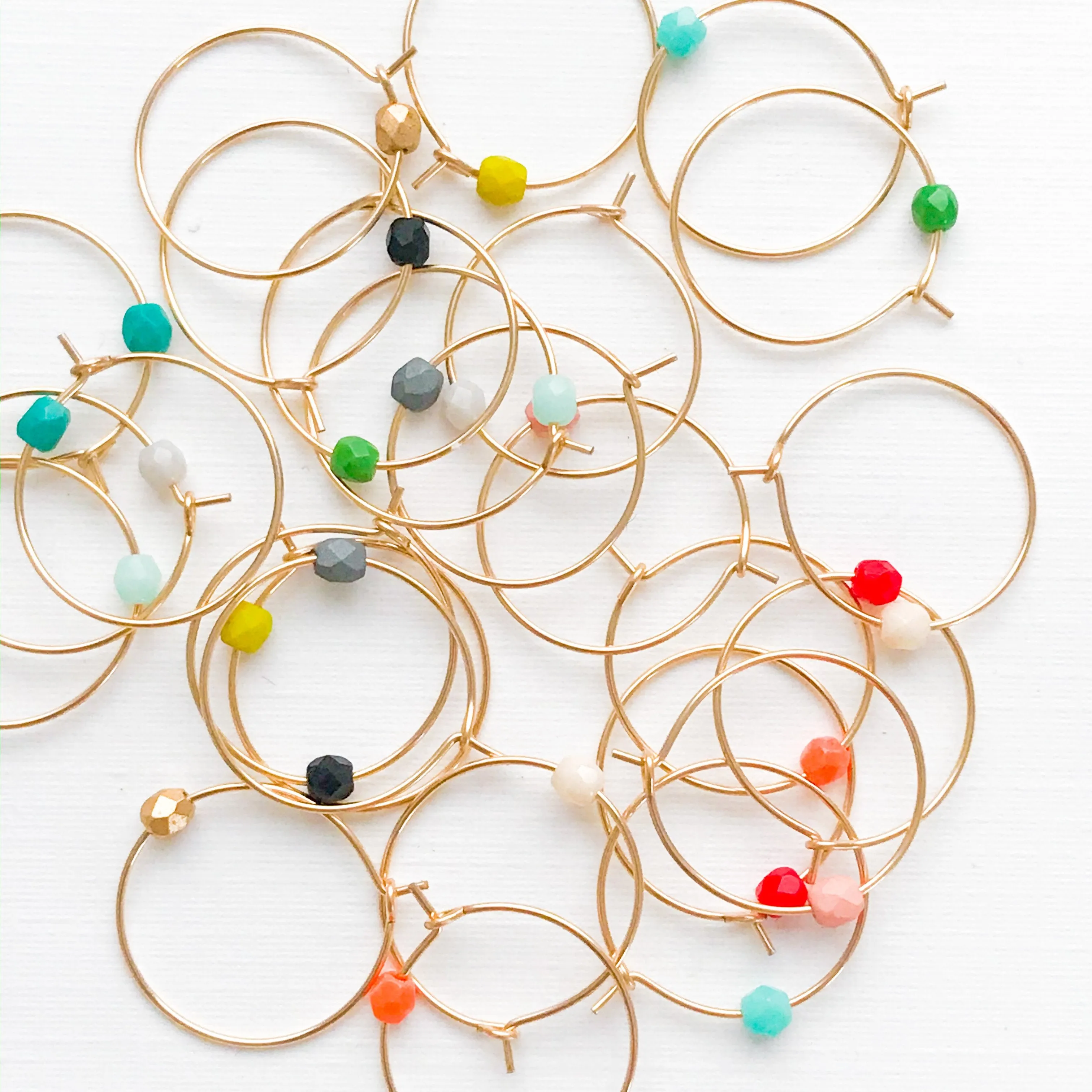 Mini Gold Hoops with bead - WS