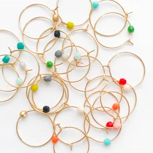 Mini Gold Hoops with bead - WS