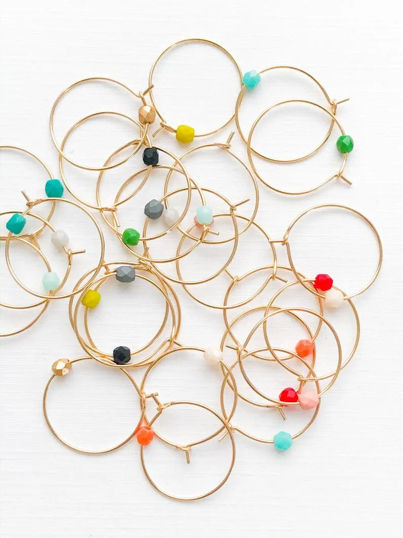 Mini Gold Hoops with bead - WS