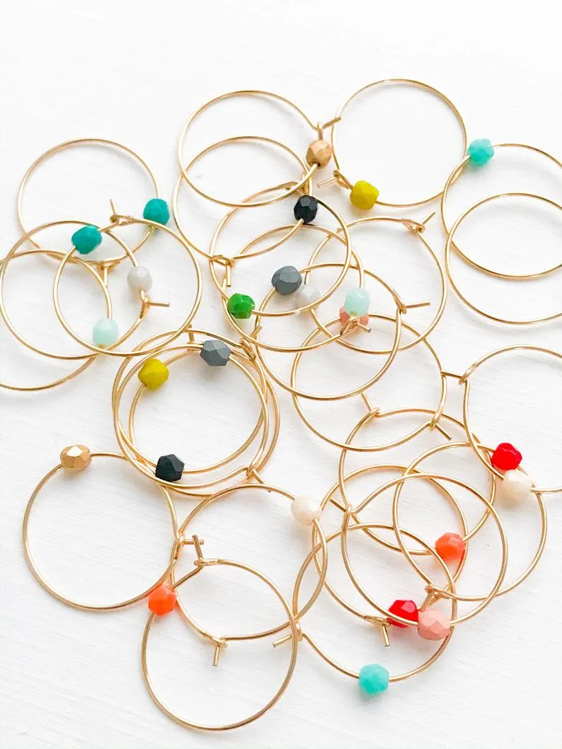 Mini Gold Hoops with bead - WS