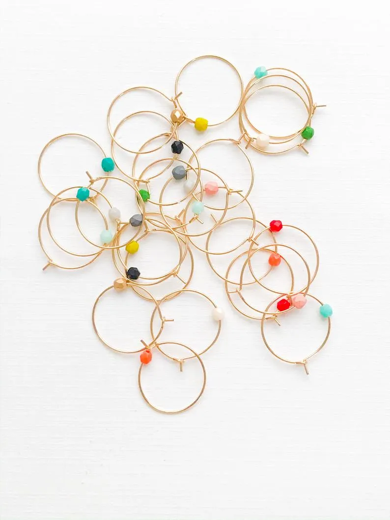 Mini Gold Hoops with bead - WS