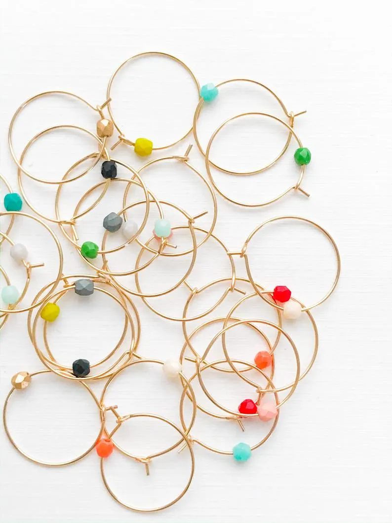 Mini Gold Hoops with bead - WS