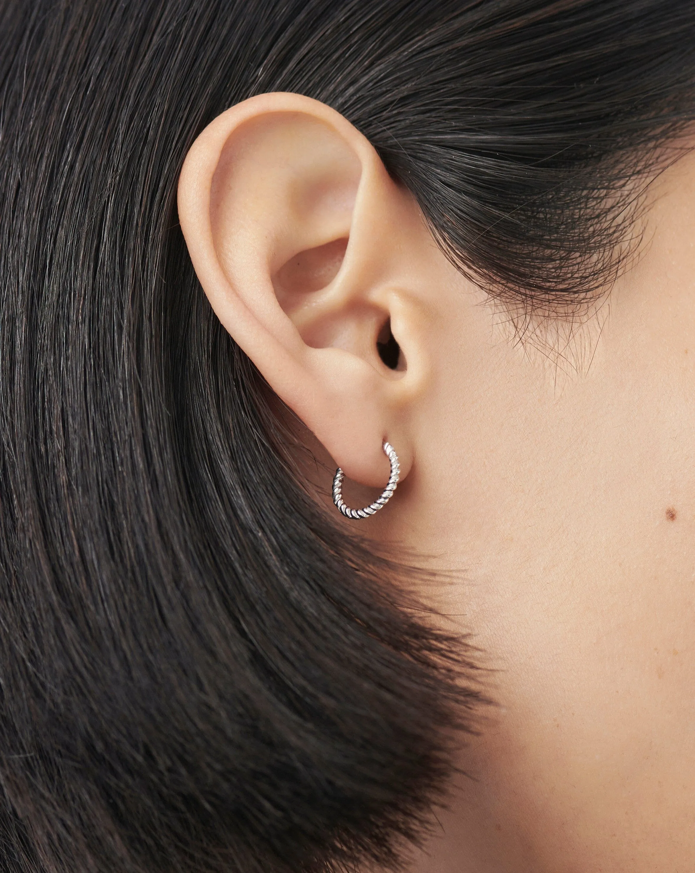 Mini Helical Hoop Earrings | Sterling Silver