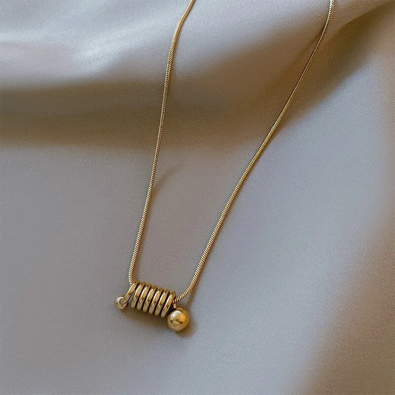 Minimalism Coil Spring Shape Charms Snake Bone Chain Choker Necklaces Pendant For Women