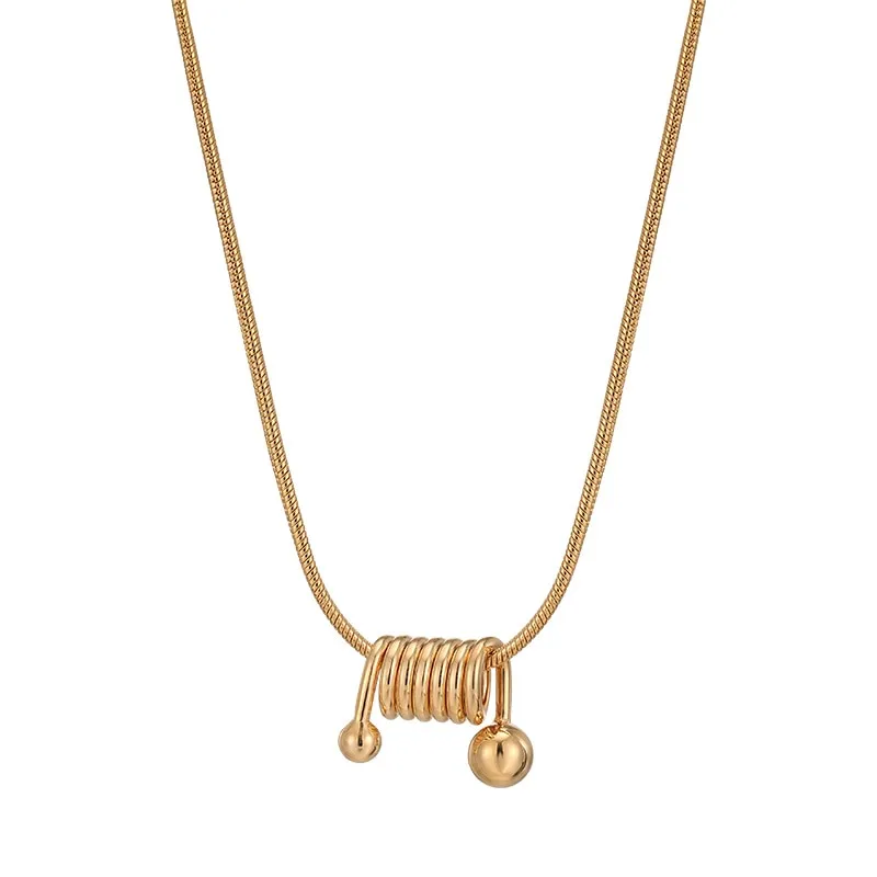 Minimalism Coil Spring Shape Charms Snake Bone Chain Choker Necklaces Pendant For Women