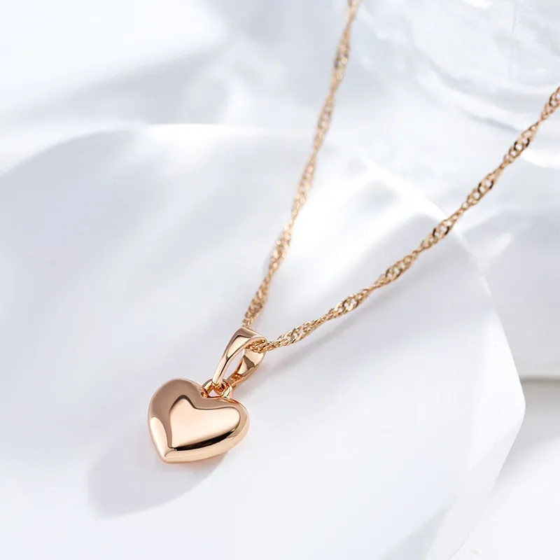 Minimalist Style 585 Gold Color Heart Pendant Necklace Trendy Women