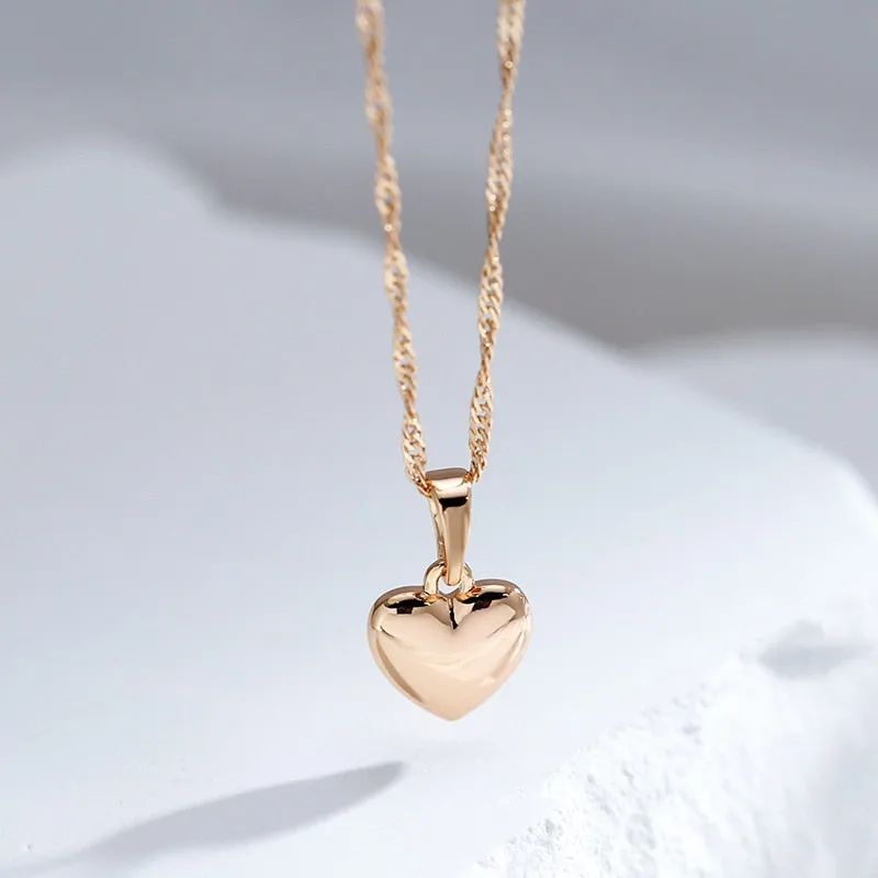 Minimalist Style 585 Gold Color Heart Pendant Necklace Trendy Women