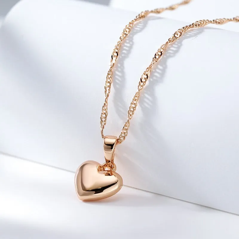 Minimalist Style 585 Gold Color Heart Pendant Necklace Trendy Women