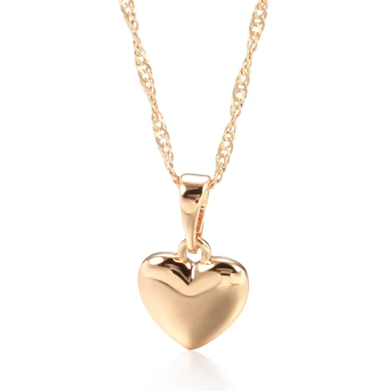 Minimalist Style 585 Gold Color Heart Pendant Necklace Trendy Women
