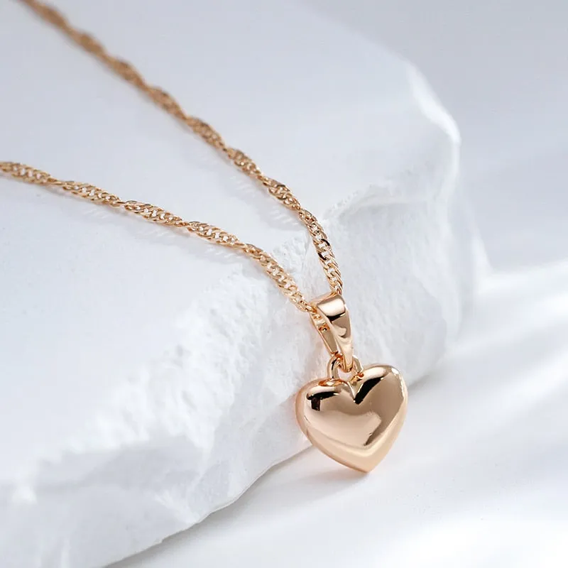 Minimalist Style 585 Gold Color Heart Pendant Necklace Trendy Women