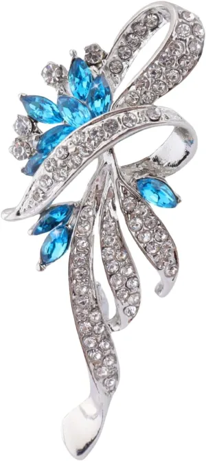 MLEPUS Elegant Blue and Purple Fashion Brooch Beautiful Rhinestone Flower Brooch Pins for Women, Vintage Style Women Party Prom Wedding Banquet
